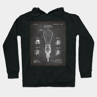 Light Bulb Patent - Industrial Design Architectural Décor Art - Black Chalkboard Hoodie